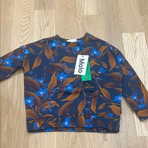 Molo Kids Blue and Brown Floral Sweatshirt